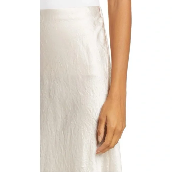 Vince Slip Midi Satin Skirt Size XL Ivory Off White Minimalist 90s Acetate - Picture 5 of 12